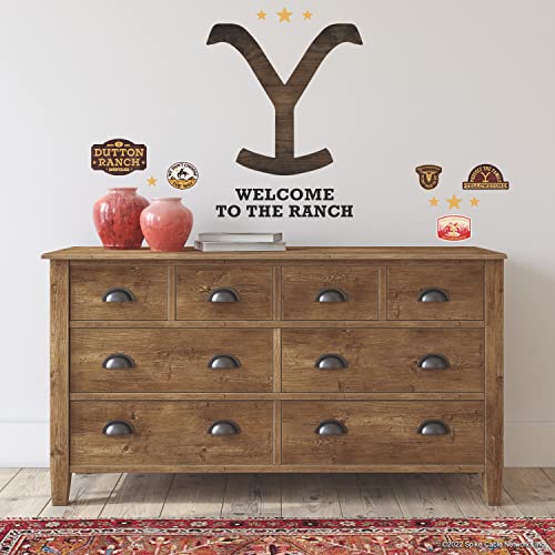 RoomMates RMK5347GM Yellowstone Dutton Ranch Logo Giant Peel and Stick Wall Decals, red, Yellow, Brown, Black