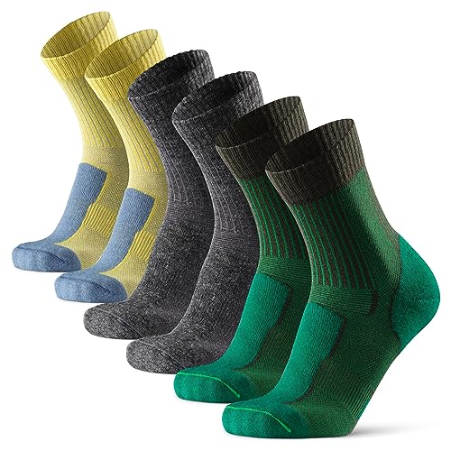 DANISH ENDURANCE Merino Wool Light Hiking Socks, Cushioned & Moisture Wicking Hiking Socks, Men, Women & Kids, 3 Pack