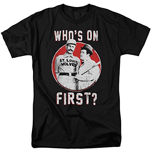 Abbott & Costello First Unisex Adult T Shirt for Men and Women, X-Large Black