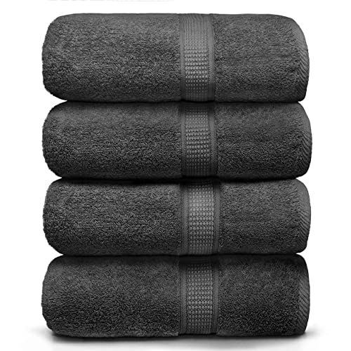 Ariv Towels 4-Piece Large Premium Bath Towels Set for Sensitive Skin, Quick Drying & Highly Absorbent for Bathroom, Gym, Hotel & Spa- 30' X 52'- Grey