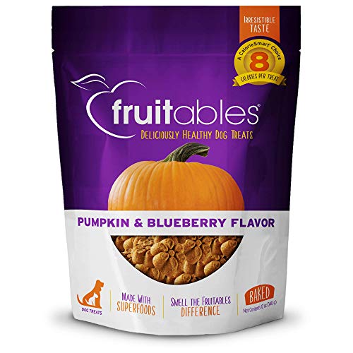 Fruitables Baked Dog Treats – Healthy Low Calorie , Free of Wheat, Corn and Soy – Pumpkin and Blueberry – 12 Ounces