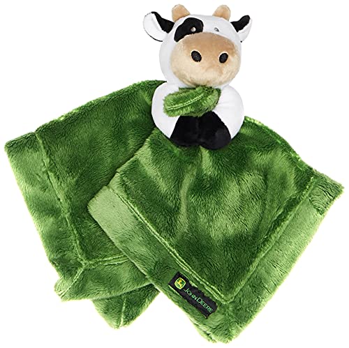 John Deere Baby Cuddle Snuggle Security Blanket Boy Girl Farm Animal Cow Pig Chick, GREEN