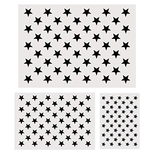 Koogel 3 Sizes 50 Star Stencil, Plastic Star Stencil Template for Flag DIY Drawing Painting Craft Projects, American Flag Projects