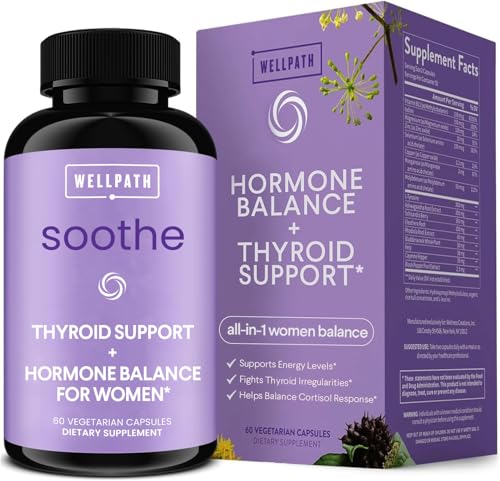 WellPath Soothe Hormone Balance for Women + Cortisol Supplement | Thyroid Support for Women | Mood Support & Metabolism Booster | Adrenal Support | Rhodiola, Selenium, Iodine, Kelp | Adaptogens, 60 ct