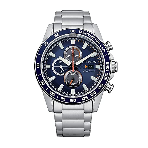 Citizen Men's Eco-Drive Weekender Brycen Chronograph Watch in Stainless Steel, Blue Dial (Model: CA0781-50L)