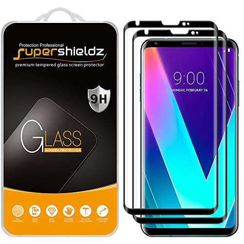 Supershieldz (2 Pack) Designed for LG V30 Tempered Glass Screen Protector, (Full Screen Coverage) (3D Curved Glass) Anti Scratch, Bubble Free (Black)