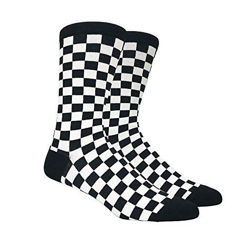 Men's Black and White Checkered Socks, Shoe Size 6-12