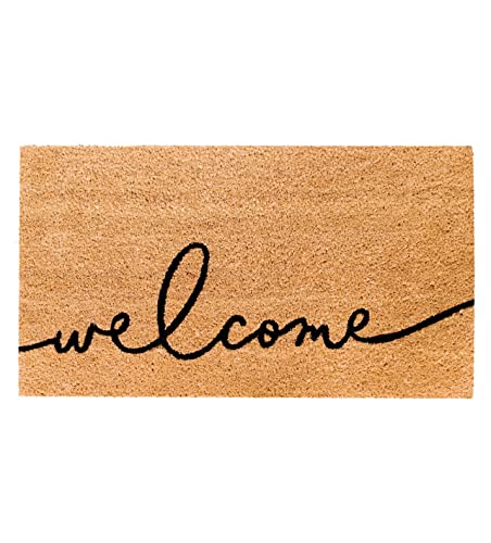 THEODORE MAGNUS Natural Coir Doormat with Non-Slip Backing - 17 x 30 - Outdoor/Indoor - Welcome Mats - Natural - Warm Greeting - COIR-1730-15-219