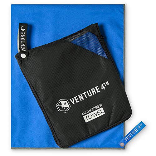 VENTURE 4TH Microfiber Travel Towel - Sports Towel: Quick Dry Towels for Gym, Beach, Camping, Backpacking, Swimming - Fast Drying and Lightweight (Navy Blue-Gray Medium)