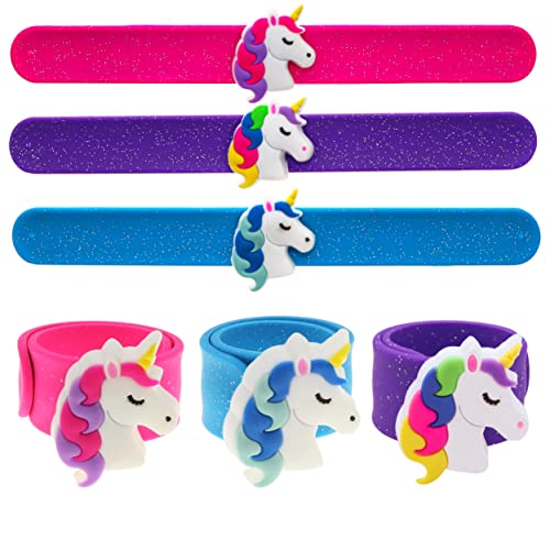 FROG SAC 3 Light Up Unicorn Slap Bracelets for Kids, Flashing LED Unicorns Snap Bracelet Wrist Bands for Girls, Tween Girl Birthday Party Favors, Goodie Bag Easter Basket Stocking Stuffers