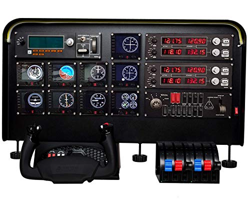 Meza-Steam Gauge Cockpit Simulator Panel Kit - Pre-Cut Flight Sim Mounting Set - Compatible with Logitech, Saitek & Honeycomb Yokes, Throttle Panels - With LED Light Bar - 30”x20”x 4”