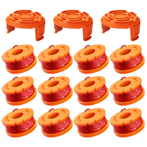 Eventronic 15 Pack WA0010 Replacement Trimmer Line Spool Compatible with Worx, 120ft .065 inch, Compatible with Worx String Trimmers (12 Line spools+3 Cap)