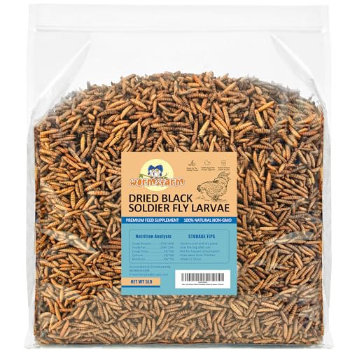 WormsFarm 5LB Black Soldier Fly Larvae Treat for Chicken More Calcium Than Mealworms,for Laying Hen,Wild Birds (5 Pound)