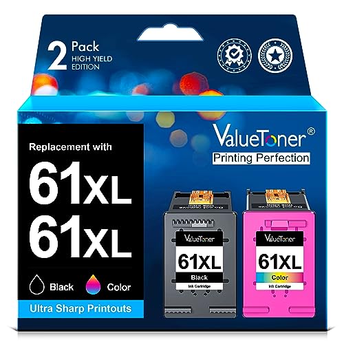 Valuetoner Remanufactured Ink Cartridges Replacement for HP 61 Ink Cartridge Combo Pack 61XL Works with HP Envy 4500 4502 5530 Deskjet 2540 3510 OfficeJet 4630 Printer (1 Black, 1 Tri-Color, 2-Pack)