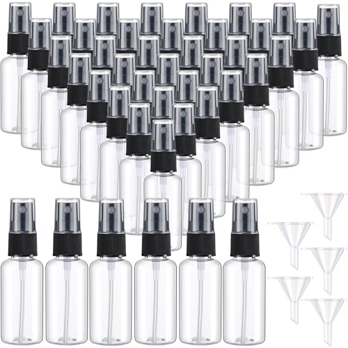 100 Pcs Mini Clear Spray Bottles 1 oz Plastic Empty Travel Bottle Fine Mist Small Spray Bottle with 5 Pcs Funnels Refillable Liquid Travel Containers for Perfume Skin Toner Essential Oils