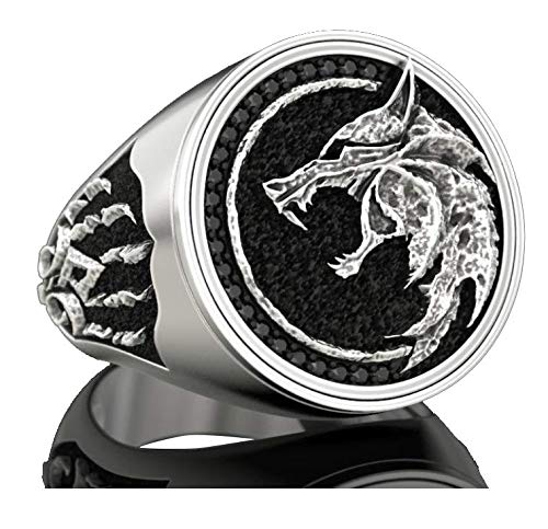 EZUY GNAY Mens Punk Wolf Head Ring Stainless Steel Silver Viking Nordic Wolf Ring Cool Bands Animal Wolf Biker Xmas Jewelr Gift For Men Size 12