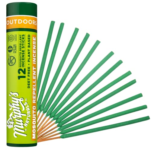 Murphy’s Naturals Mosquito Repellent Incense Sticks (12 Count) | Proven, Natural Ingredients Like Rosemary, Lemongrass and Citronella | Each Stick Protects 2.5+ Hours | Great for The Yard and Camping