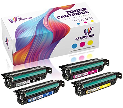 AZ Compatible Toner Cartridge Replacement for HP 647A-648A (CE260A, CE261A, CE262A, CE263A) 4 Pack Set - 1 Black / 1 Cyan / 1 Magenta / 1 Yellow