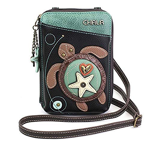 CHALA Wallet Crossbody Cell Phone Purse - Women Faux Leather Multicolor Handbag with Adjustable Strap - Turtle - black