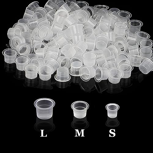 Tattoo Ink Cap, Urknall 300pcs Tattoo Ink Cups Pigment Caps Disposable Ink Caps for Tattooing Plastic Tattoo Cups Caps Mixed for Tattoo Supplies