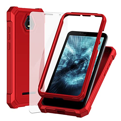 Ailiber Phone Case for Schok Volt SV55, Volt SV55(SV55216) Case and Screen Protector, Dual Layer Structure Protection, Shockproof Corner TPU Bumper, Slim Rugged Silicone Phone Cover for Schok SV55-Red