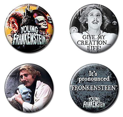 Ata-Boy Young Frankenstein Button Set - Set of 4 Button Set, Officially Licensed Collectible Buttons