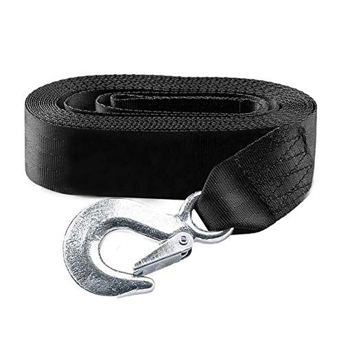 KONON Trailer Winch Strap 2' x 20' with Safety Snap Hook 10000 lbs for Towing Vehicles, Boats and Jet Ski | Polyester | Longer Warranty