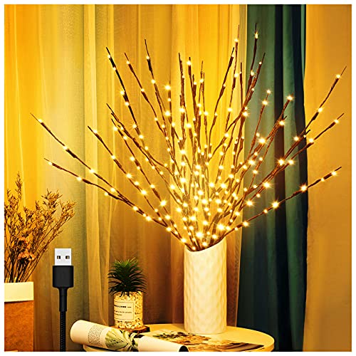 KXCOFTXI 3 Pack Twig Lights, Prelit Branches, USB Plug in Branches Lights with 60 LED Bulbs, Romantic Decorative Iights for Vase, Lighted Tree Branches for Indoor, Plug in Lighted Branches for Party