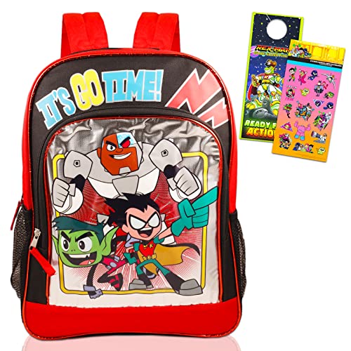 Teen Titans Backpack for Boys Set - Bundle with 16' Teen Titans Go Backpack, Stickers, More | Teen Titans Backpack for School