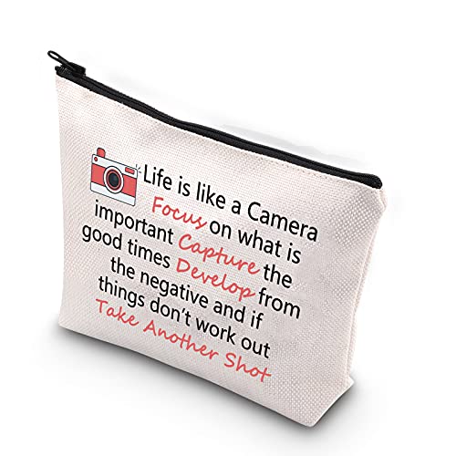WCGXKO Life is Like a Camera Inspirational Photography Camera Gift Zipper Pouch Makeup Bag for Photographer (Life is Like a Camera)