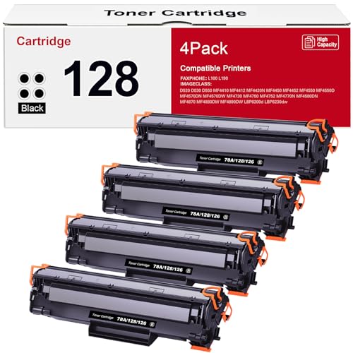 Toner Kingdom Compatible Toner Cartridge Replacement for Canon 128 CRG128 ImageCLASS D530 MF4770N MF4890DW D550 MF4880DW LBP6230DW MF4450 D560 MF4570DN Faxphone L100 L190 Laser Printer(Black,4-Pack)