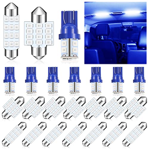 Tallew 24 Pieces Dome Light LED Car Bulb Kit Set T10 31 mm 42 mm LED Festoon Bulbs Interior LED Interior Replacement Bulbs for Car Map Door Courtesy(Blue)