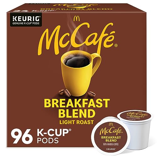 McCafe Breakfast Blend Coffee, Keurig Single Serve Keurig K-Cup Pods, Light Roast, 96 Count (4 Packs of 24)
