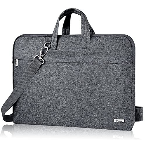 Voova Laptop Bag 17 17.3 Inch Water-resistant Laptop Sleeve Case with Shoulder Straps & Handle, Computer Case Cover Slim Briefcase Compatible with 17-18” Hp Lenovo Dell Asus Acer, Grey