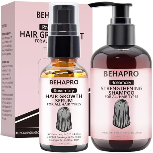 Rosemary Oil Hair Growth Serum w/Hair Growth Shampoo,Biotin Castor Oil Argan Oil Hair Growth Products for Thinning Hair & Hair Loss,Womens Gifts for Christmas Stocking Stuffers for Women Her Wife Mom