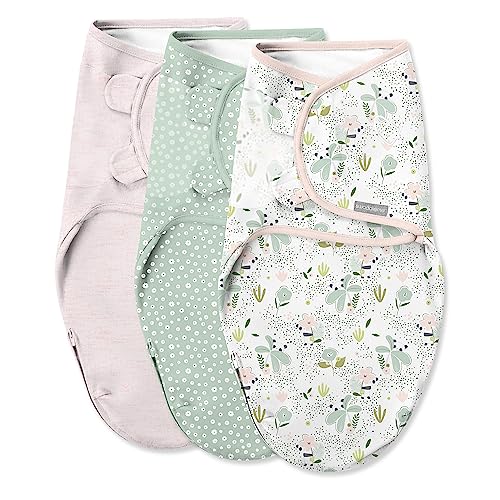 SwaddleMe by Ingenuity Swaddle in Size Small/Medium, For Ages 0-3 Months, 7-14 Pounds, Up to 26 Inches Long, 3-Pack Baby Swaddle with Easy Change Zipper