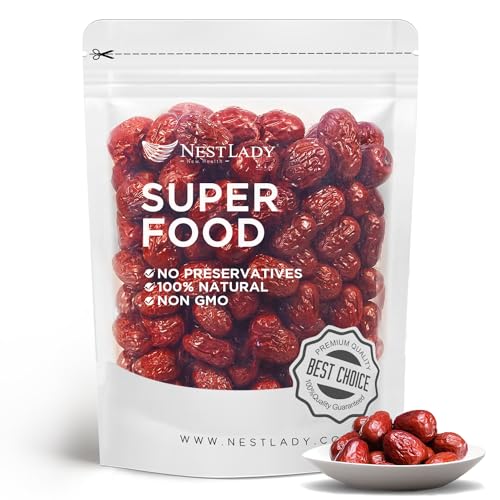 NESTLADY Jujube Date, Red Date, 100% Natural, Improve sleep, Health Snack, Dried Fruit, Sweet and Chewy Net weight: 454g (1LB),Packed in USA…