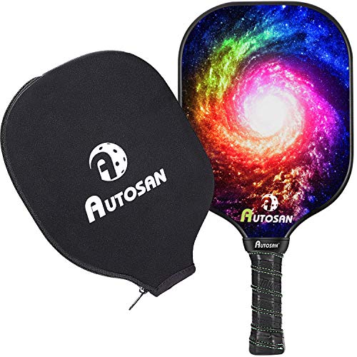 AUTOSAN Pickleball Paddle Graphite and Fiberglass Composite Face & Aramid Honeycomb Core,EdgeSentry Protect Pickleball Paddle with Cover,Rule Ebook,Lightweight 7.2-7.5OZ,Indoor Outdoor,Kid,Men Women