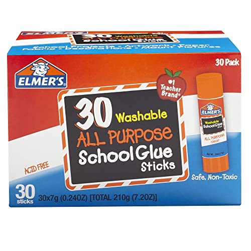 Elmer's All Purpose School Glue Sticks, Washable, 7 Grams, 30 Count
