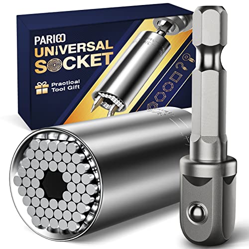 Universal Socket Tools Gifts for Men: Fathers Day Birthday Gift for Dad Husband Him Women 1/4'-3/4'(7-19mm) Super Socket Set Impact Power Drill Adapter Unique Cool Gadgets