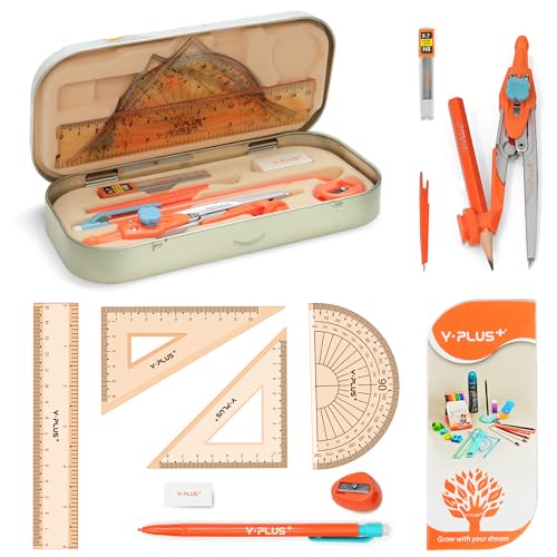 Geometry Set for Students, Math Protractor Compass with Rulers, Box of Protactor Kit for Class Supplies and School, 12 Pcs