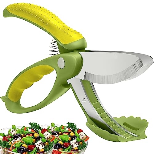 Upgraded Salad Scissors Tossing and Chopping Salad Chopper Heavy Duty Kitchen Salad Scissors Multifunction Double Blade Salad Cutting Tool