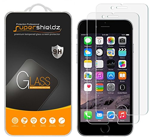 Supershieldz (2 Pack) Designed for iPhone 6s and iPhone 6 Tempered Glass Screen Protector, Anti Scratch, Bubble Free