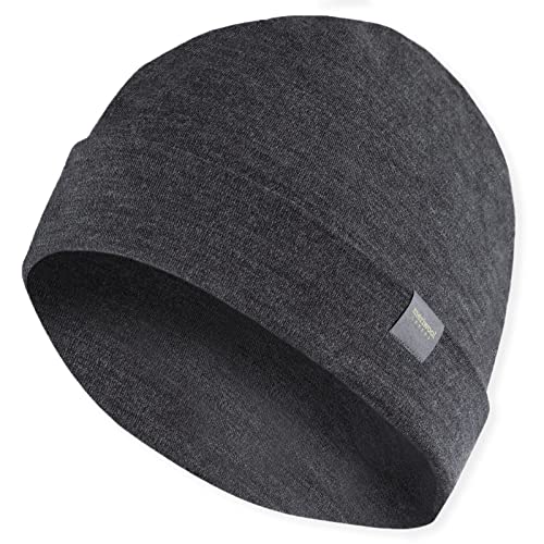 MERIWOOL Unisex Merino Wool Cuff Beanie Winter Hat for Men and Women Charcoal Gray