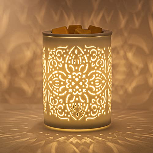 Earnest Living Wax Melt Warmer Wax Warmer for Scented Wax Cubes Tart Candle Warmer Oil Burner Wax Melts Electric Ceramic Fragrance Melter White for Home Office Bedroom Aromatherapy Gift Decor