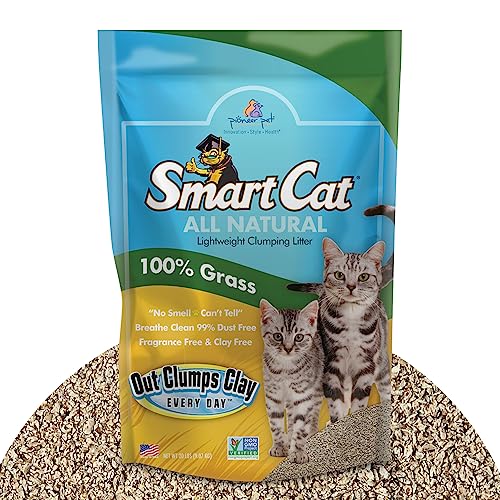 SmartCat All Natural Clumping Cat Litter, 20 Pound (320oz 1 pack) - Alternative to Clay and Pellet Litter - Chemical and 99% Dust Free - Unscented and Lightweight