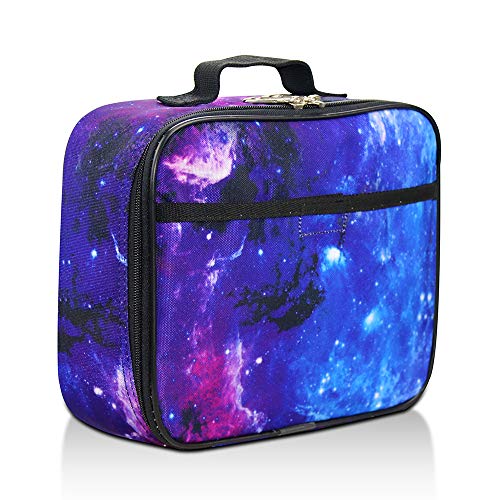 Fenrici Galaxy Lunch Box for Boys, Girls, Kids Insulated Lunch Bag, Perfect for Preschool, K-6, Soft Sided Compartments, Spacious, BPA Free, Food Safe,10.8in x 8.5in x 2.8in (Galaxy-Purple)