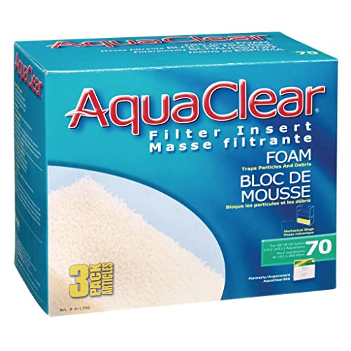 Aqua Clear AquaClear Foam Filter Inserts, 3 Pack – Replacement Mechanical and Biological Filter Media for 70 Gallon Tanks