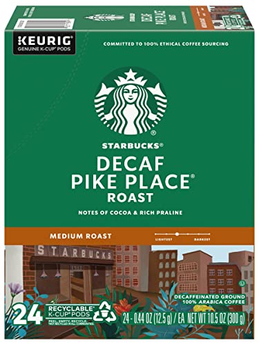Starbucks Pike Place Decaffeinated Coffee Single-Serve K-Cup, 24 Count