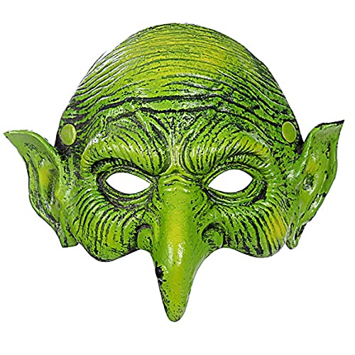 BPNHNA Old Witch Mask Halloween Masquerade Foam Goblin Mask Scary Green Half Face Eagle Nose Sorceress Mask for Cosplay Costume